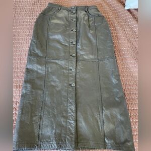 Vintage long black genuine Leather Skirt